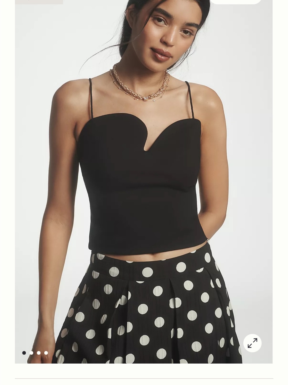 Anthropologie Black Dolan Sculptural Crop Top with Notched Sweetheart Neckline